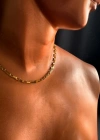 Dikdörtgen Zincirli Gold Choker Çelik Kolye | Choker Serisi