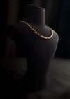 Dikdörtgen Zincirli Gold Choker Çelik Kolye | Choker Serisi