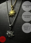 Güneş Charmlı Düz Model Çelik Zincir Çift Kolyesi | Eclipse Serisi