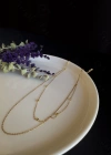 İkili Gold Zincir Choker Çelik Kolye -Vega Serisi