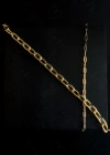 İkili Paperclip (Ataş) Gold Çelik Zincir Bileklik | MeToo Serisi