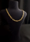 Kabartma Zincirli Gold Çelik Kolye | Terapi Serisi