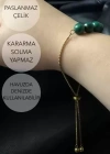Malahit Doğal Taşlı Ayarlanabilir Çelik Bileklik -Miracle Serisi