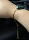Malahit Doğal Taşlı Ayarlanabilir Çelik Bileklik -Miracle Serisi
