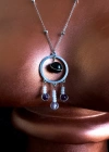 Obsidyen ve Akik Doğal Taşlı Çelik Kolye | Muhafız Serisi