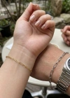Paperclip Model Gold-Silver Çelik Çift Bileklik Seti | Love Serisi
