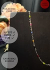 Rengarenk Mineli Silver Çelik Halhal | Gökkuşağı Serisi
