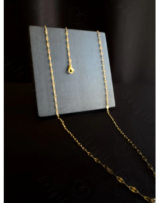 60cm | Gold Lip (Dudak) Zincirli Çelik Bel Takısı | Glorius Serisi