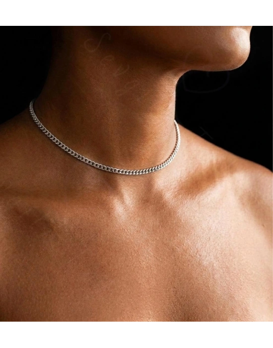 İnce Gurmet Model Choker Çelik Zincir Kolye-Choker Serisi