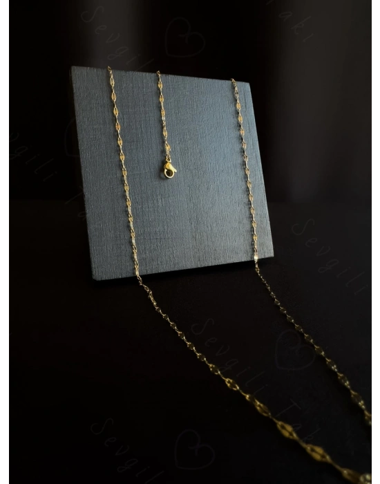 70cm | Gold Lip (Dudak) Zincirli Çelik Bel Takısı | Glorius Serisi