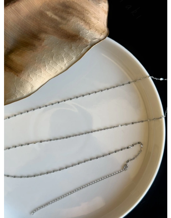 70cm | Silver Lip (Dudak) Zincirli Çelik Bel Takısı | Glorius Serisi