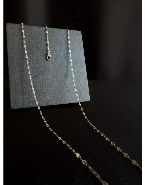 70cm | Silver Lip (Dudak) Zincirli Çelik Bel Takısı | Glorius Serisi