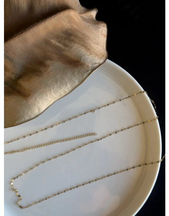 80cm | Gold Lip (Dudak) Zincirli Çelik Bel Takısı | Glorius Serisi