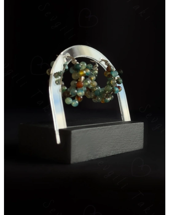 Akik Doğal Taşlı Çelik Küpe -Miracle Serisi