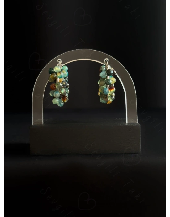 Akik Doğal Taşlı Çelik Küpe -Miracle Serisi