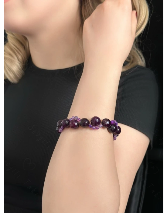 Akik Doğal Taşlı Örgülü Çelik Bileklik | Sonbahar Serisi