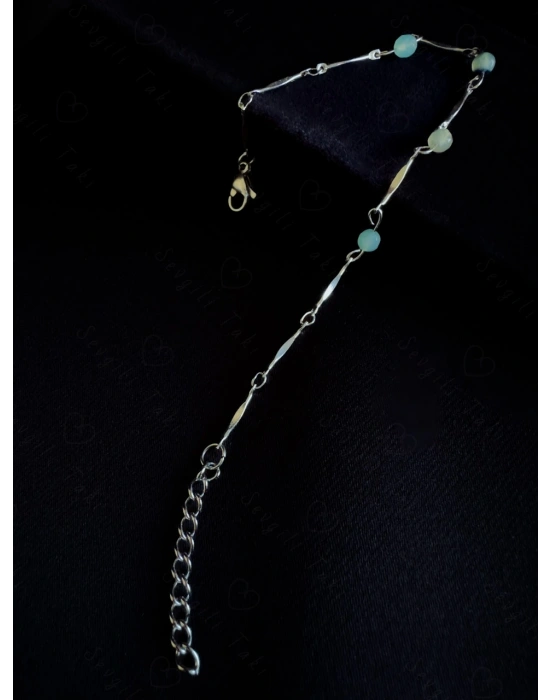 Akik Doğal Taşlı Çelik Kolye ve Bileklik Takımı | Koruma Serisi