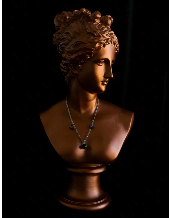 Akik Doğal Taşlı Çelik Kolye | Sonbahar Serisi