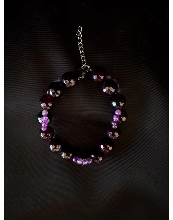 Akik Doğal Taşlı Örgülü Çelik Bileklik | Sonbahar Serisi