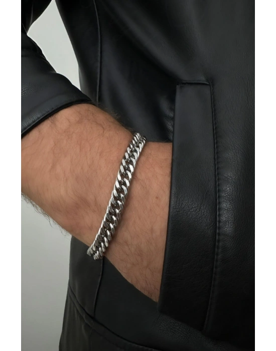 Küba Zincir Kalın Model Çelik Zincir Bileklik | Karma Serisi