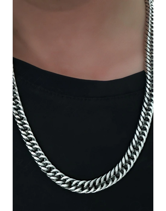 Küba Zincir Kalın Model Çelik Zincir Kolye | Karma Serisi