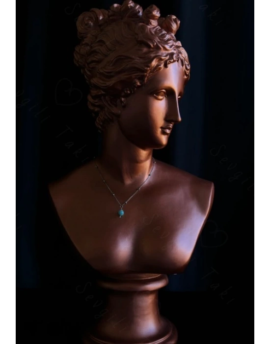 Amazonit Doğal Taşlı Çelik Kolye -Gezegen Serisi