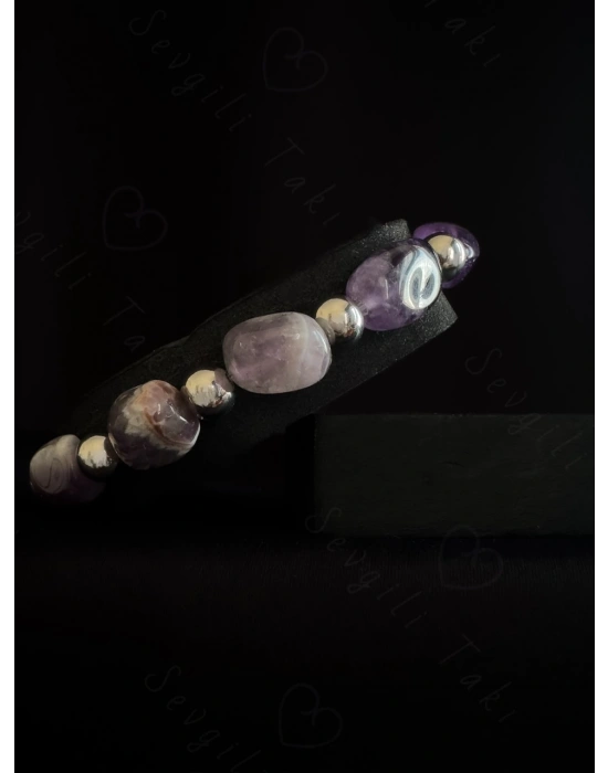 Ametist Doğal Taşlı Bileklik -Karma Serisi