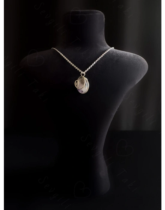 Ametist Doğal Taşlı Çelik Kolye -Sirius Serisi