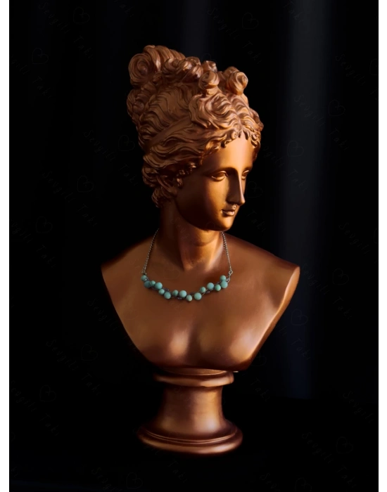 Ametist ve Amazonit Doğal Taşlı Örgülü Çelik Kolye | Sevgili Takı Koleksiyonu