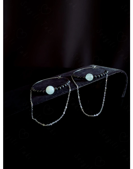 Aquamarin ve Yıldız Doğal Taşlı Çelik Küpe -Sonbahar Serisi