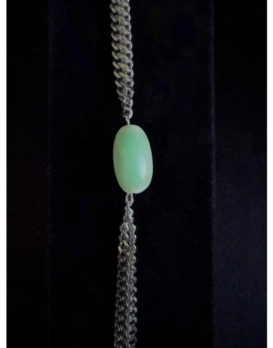 Aventurin Doğal Taşlı Çelik Bileklik | Bereket Serisi