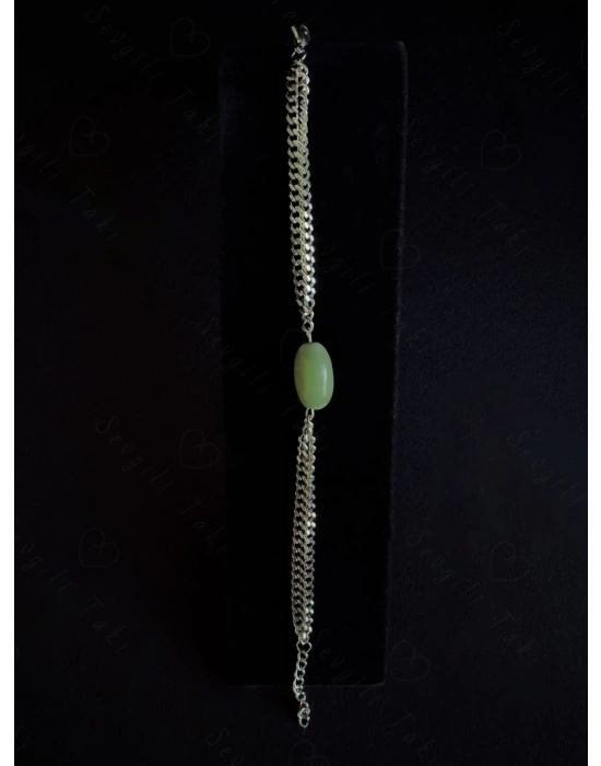 Aventurin Doğal Taşlı Çelik Bileklik | Bereket Serisi