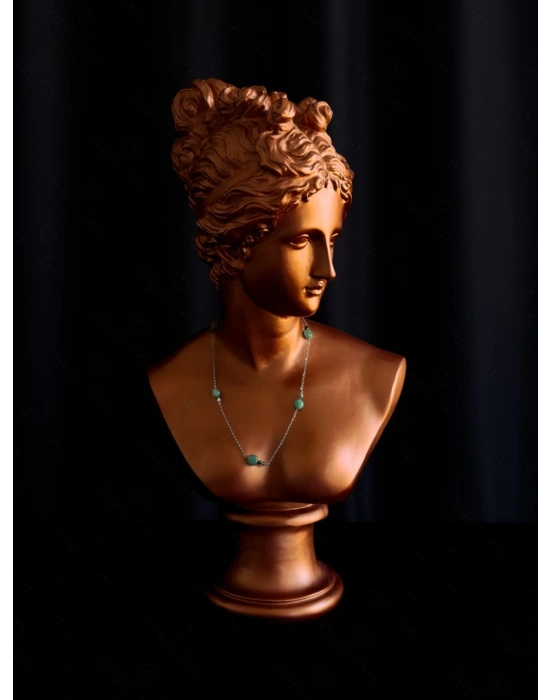 Aventurin ve Akik Doğal Taşlı Çelik Kolye | Bereket Serisi