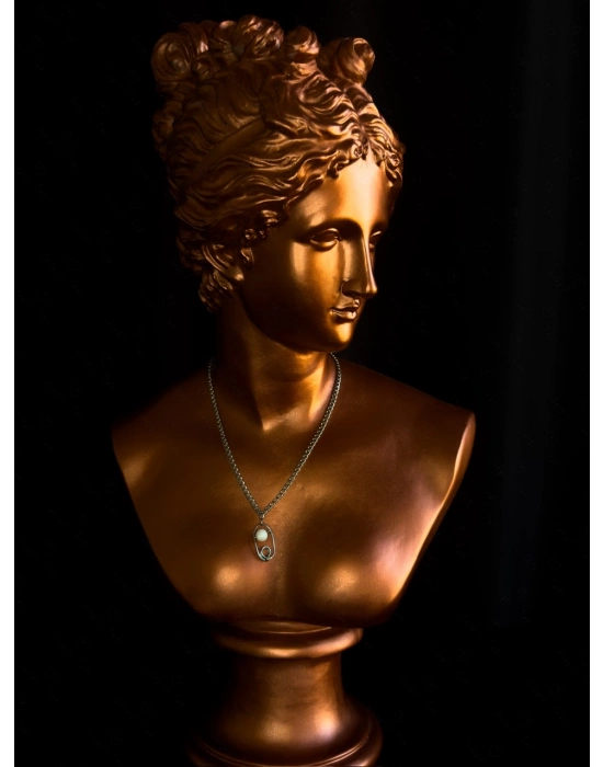 Ay Doğal Taşlı Çelik Kolye -Ay Serisi