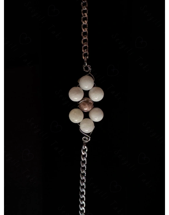 Ay ve Güneş Doğal Taşlı Çelik Bileklik -Denge Serisi