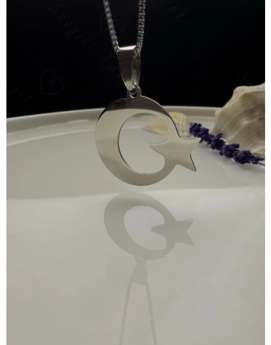 Ay Yıldızlı Çelik Zincir Kolye | Ata Koleksiyonu