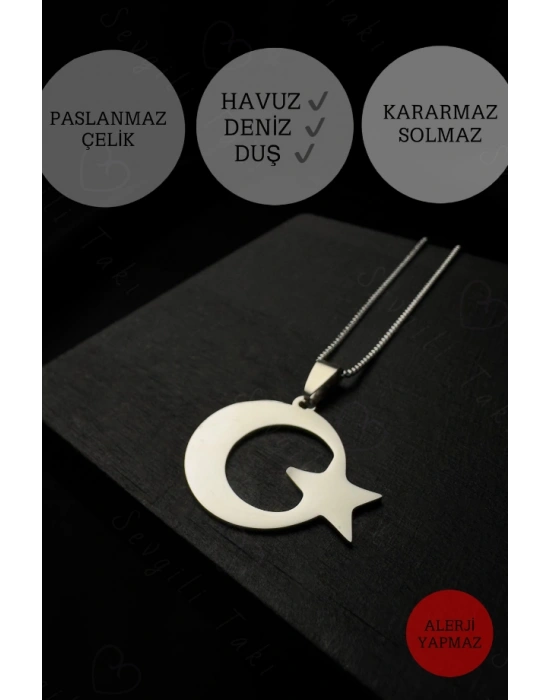 Ay Yıldızlı Çelik Zincir Kolye | Ata Koleksiyonu