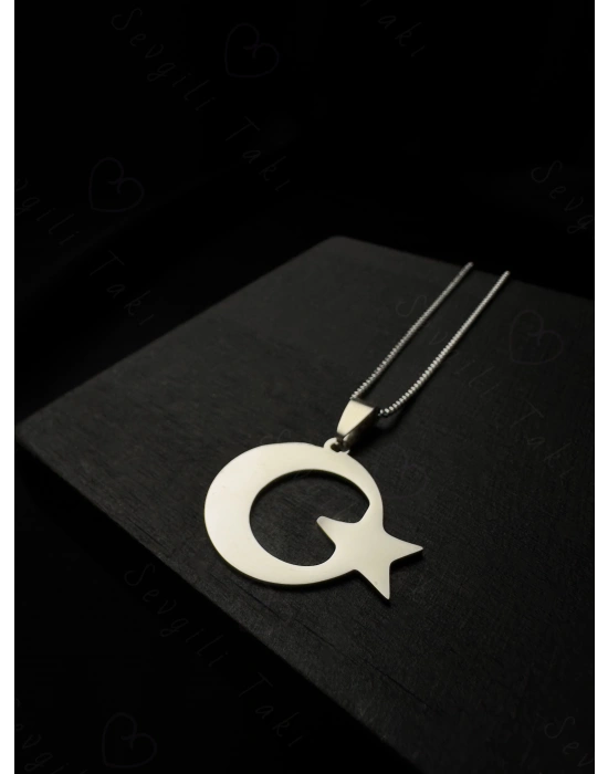 Ay Yıldızlı Çelik Zincir Kolye | Ata Koleksiyonu