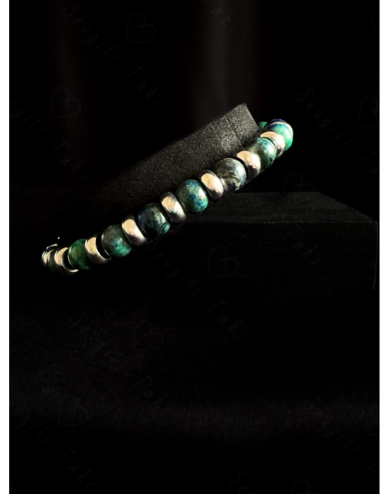 Azurit Doğal Taşlı Bileklik - Sevgili Takı Koleksiyonu