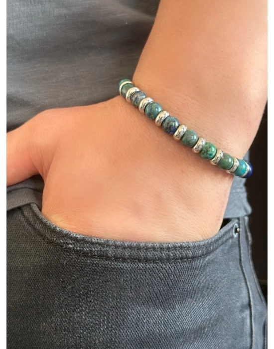 Azurit Doğal Taşlı Bileklik - Sevgili Takı Koleksiyonu