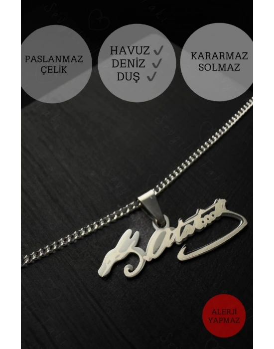 Başkomutan Gazi Mustafa Kemal Atatürk İmzalı Çelik Zincir Kolye | Ata Koleksiyonu