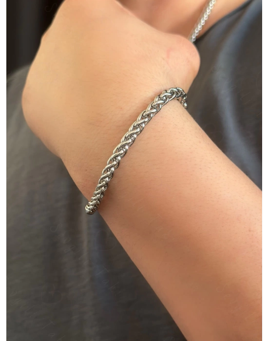 Burgu Model Çelik Zincir Bileklik | Karma Serisi