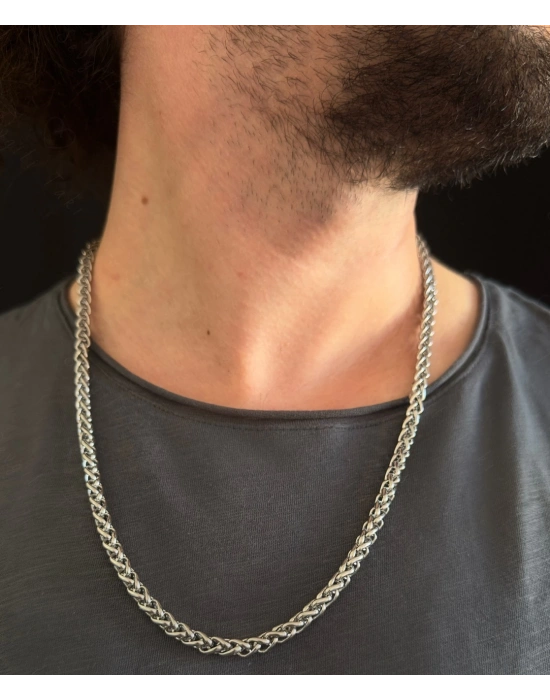 Burgu Model Çelik Zincir Kolye | Karma Serisi