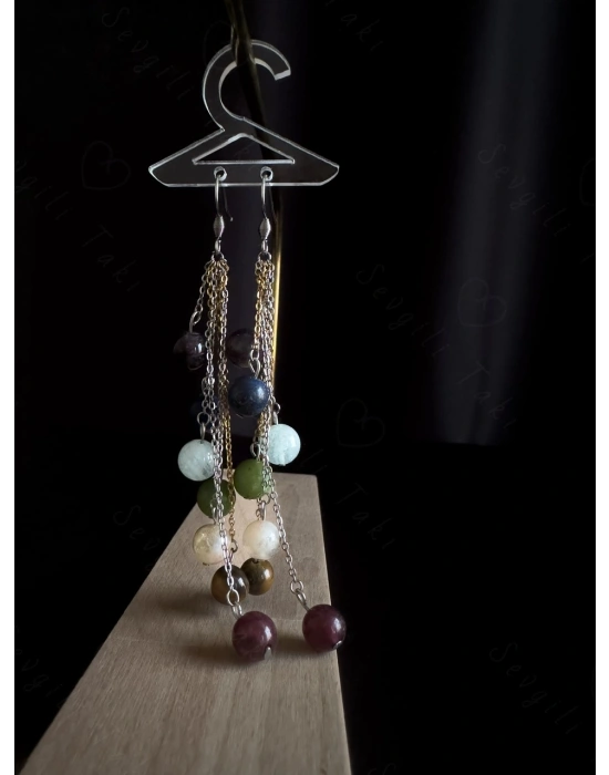 Çakra Doğal Taş Çelik Küpe -Sevgili Takı Koleksiyonu