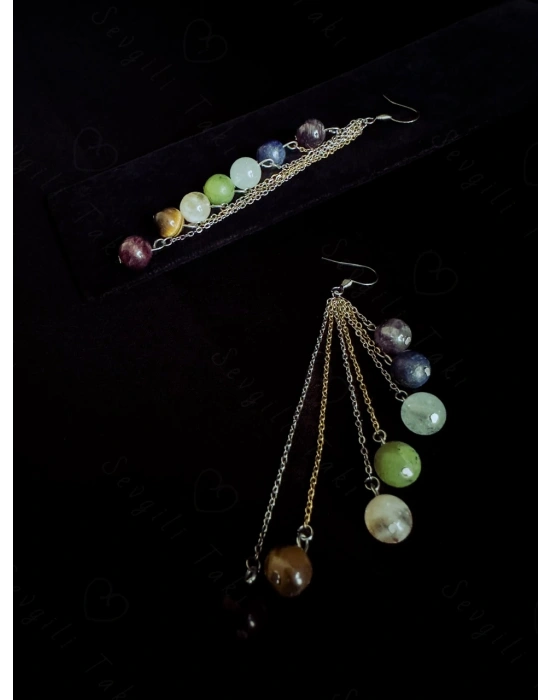 Çakra Doğal Taş Çelik Küpe -Sevgili Takı Koleksiyonu