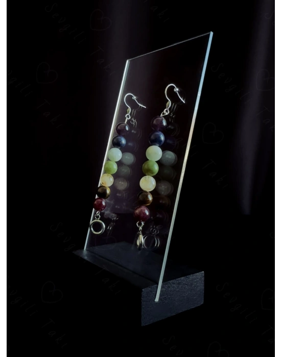 Çakra Doğal Taş Çelik Küpe -Sonbahar Serisi