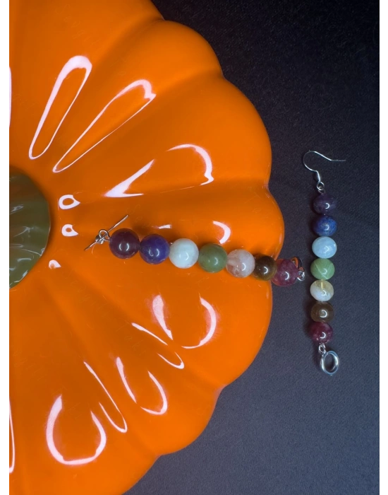 Çakra Doğal Taş Çelik Küpe -Sonbahar Serisi