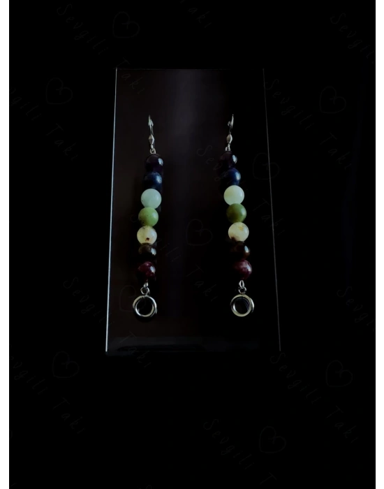 Çakra Doğal Taş Çelik Küpe -Sonbahar Serisi