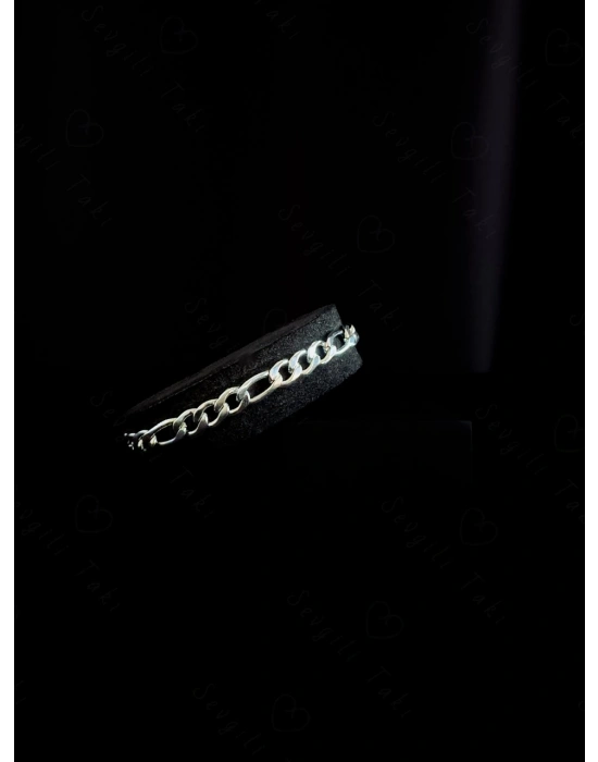 Figaro Model Yassı Çelik Zincir Bileklik | Vega Serisi