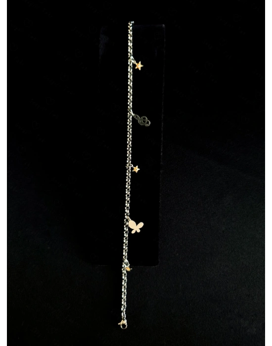 Yıldız Charmlı Silver Çelik Halhal | Sevgili Takı Koleksiyonu